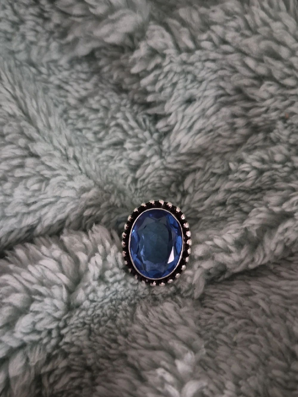 925 Sterling Silver Tanzinite Gemstone Birthstone Ring Oval Cut Bold Ring SZ 7